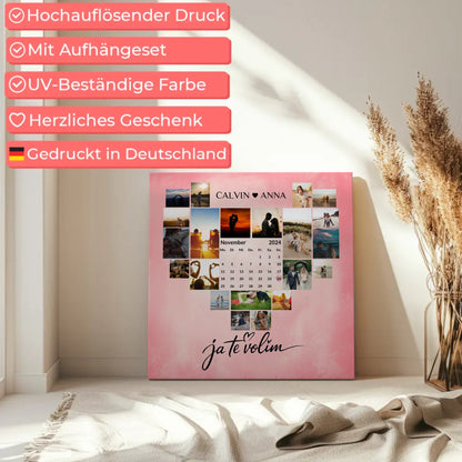 Personalisierte Fotoleinwand Paare Fotocollage Ja Te Volim