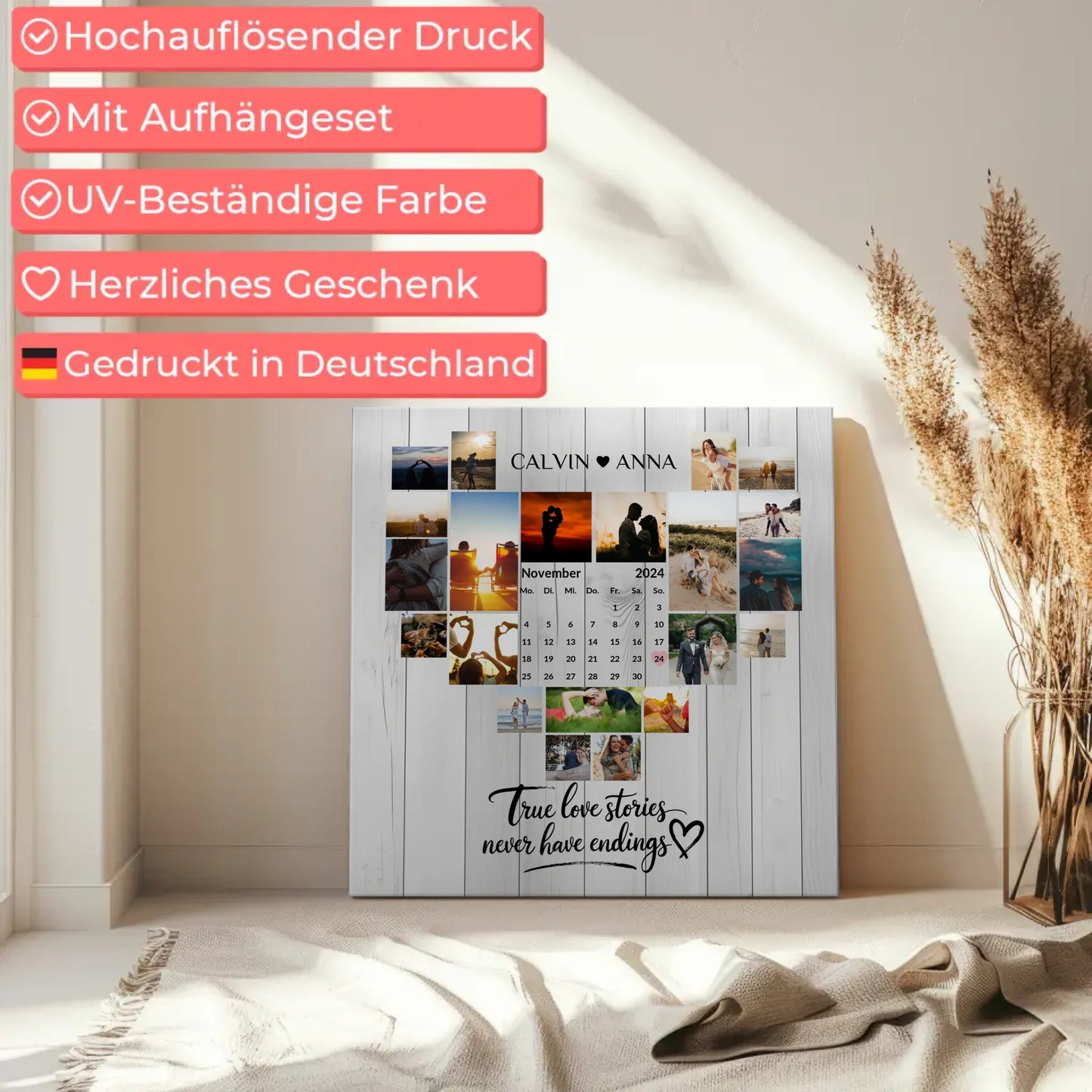 Personalisierte Fotoleinwand Fotocollage True Love Stories erleben