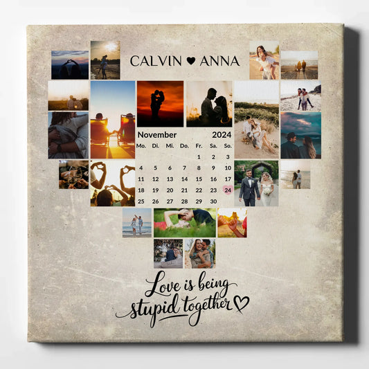 Leinwand Für Paare Fotocollage Love Is Being Stupid Together