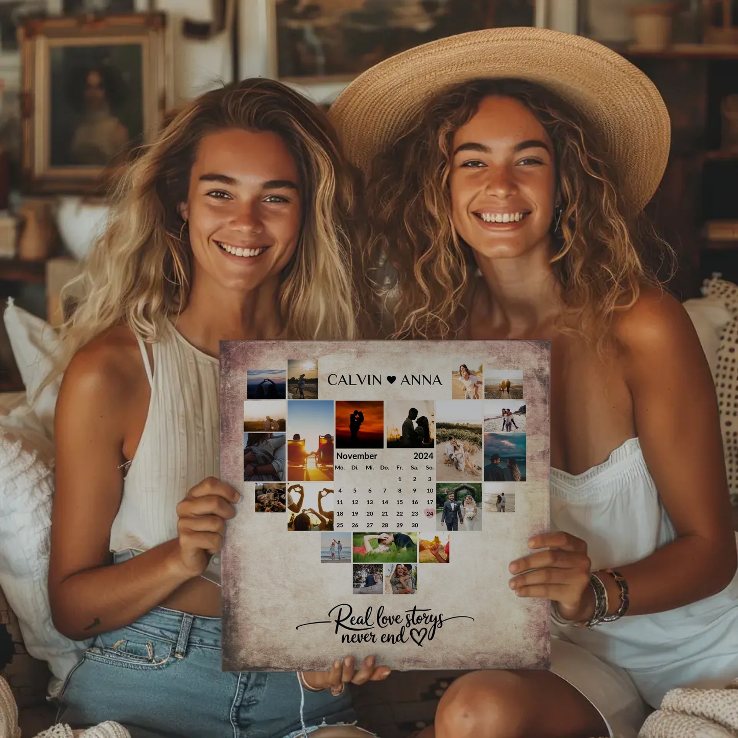 Personalisierte Fotoleinwand Liebe Fotocollage Real Love Storys