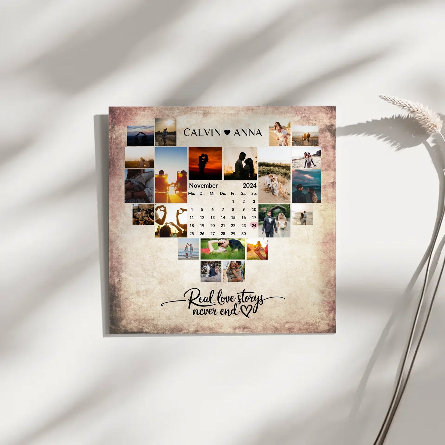 Personalisierte Fotoleinwand Liebe Fotocollage Real Love Storys