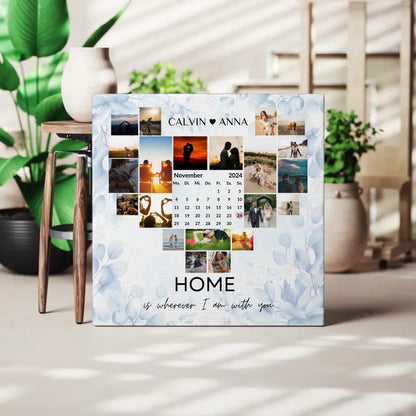 Personalisierte Fotoleinwand Paare Fotocollage Home Is Wherever I Am With You