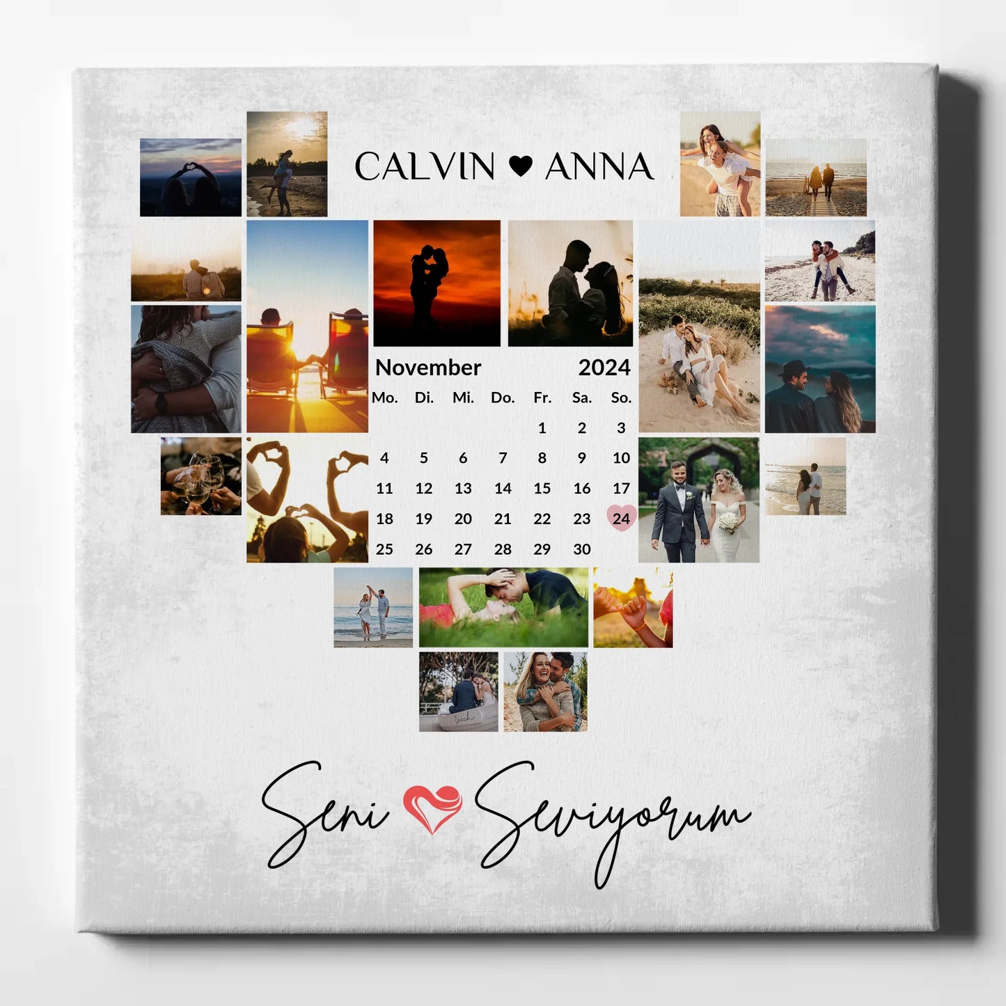 Paar Fotoleinwand Fotocollage Seni Seviyorum Geschenkidee