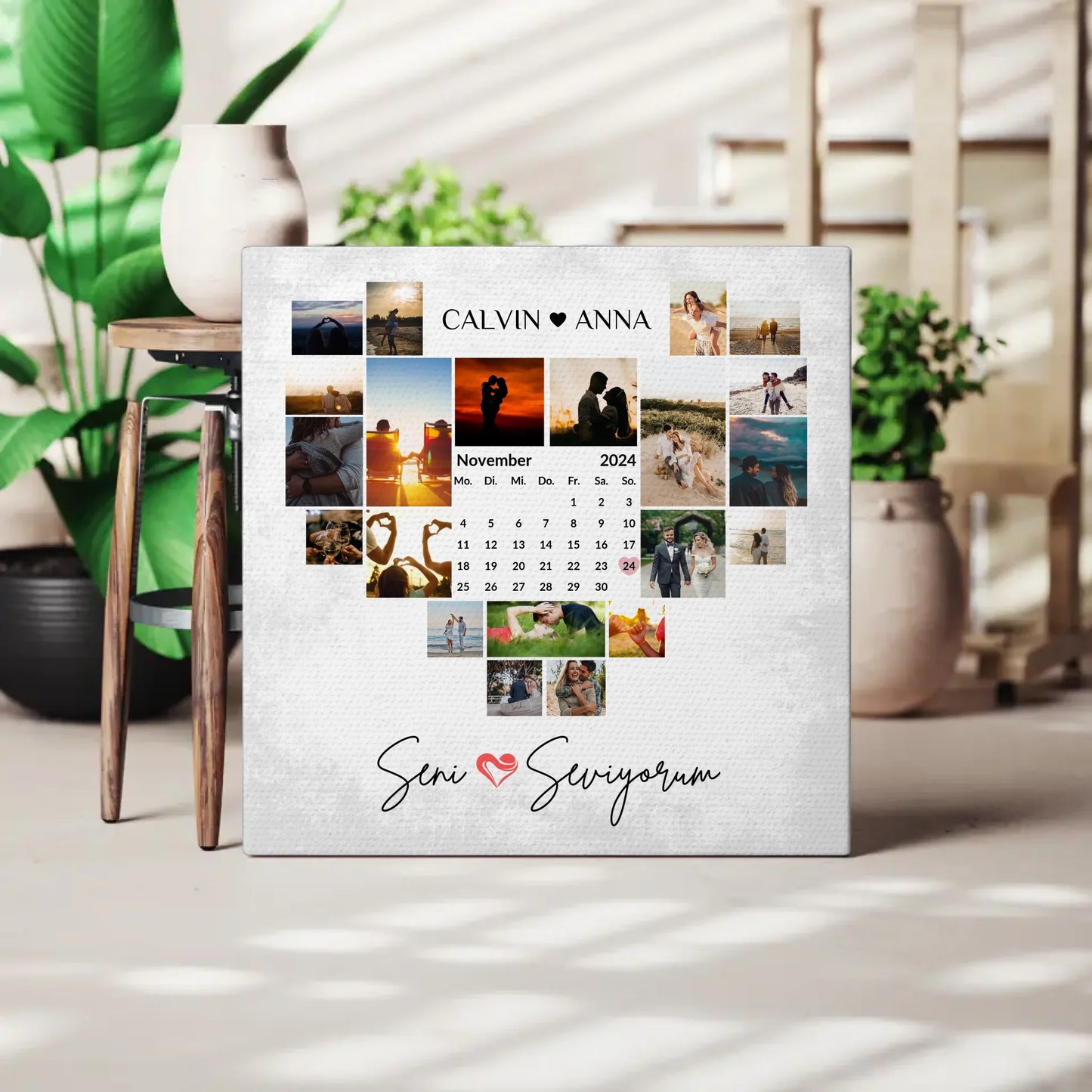 Paar Fotoleinwand Fotocollage Seni Seviyorum Geschenkidee