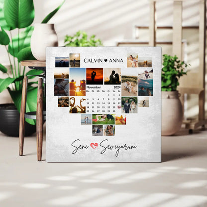 Paar Fotoleinwand Fotocollage Seni Seviyorum Geschenkidee