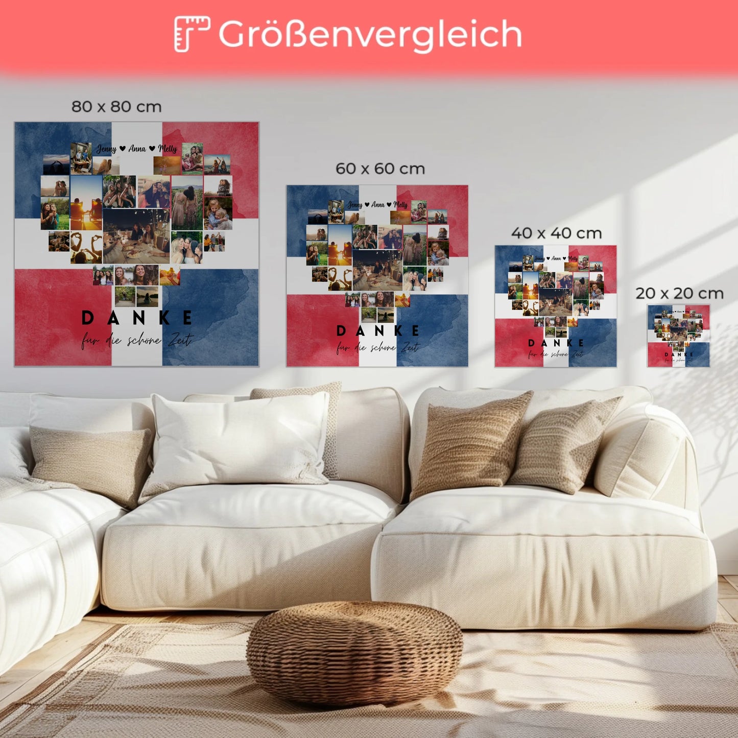 Leinwand personalisiert Fotocollage Beste Freundin Dominikanische Republik