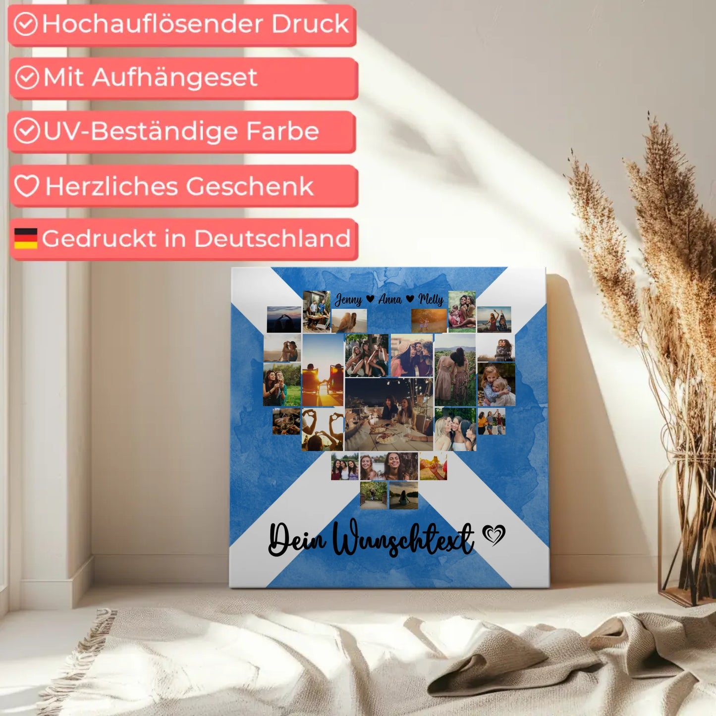 Personalisierte Fotoleinwand Urlaub Schottland als Geschenk