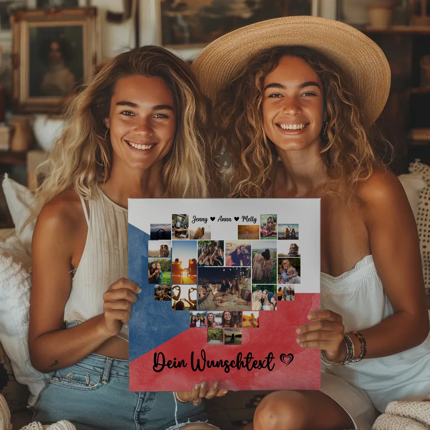 Personalisierte Fotoleinwand Liebe Urlaub Tschechien Geschenk