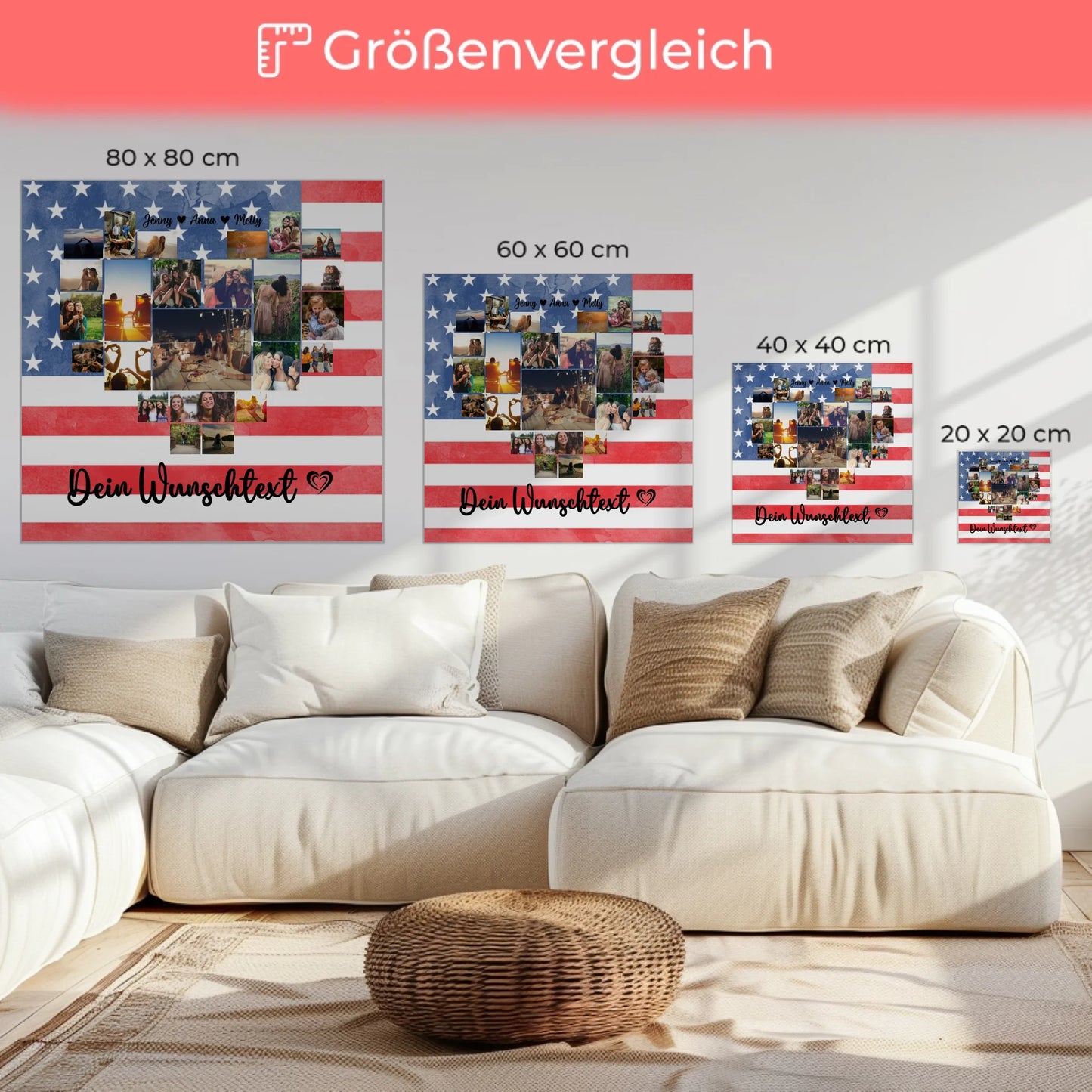 Leinwand Für Paare Urlaub Erinnerung USA personalisiert