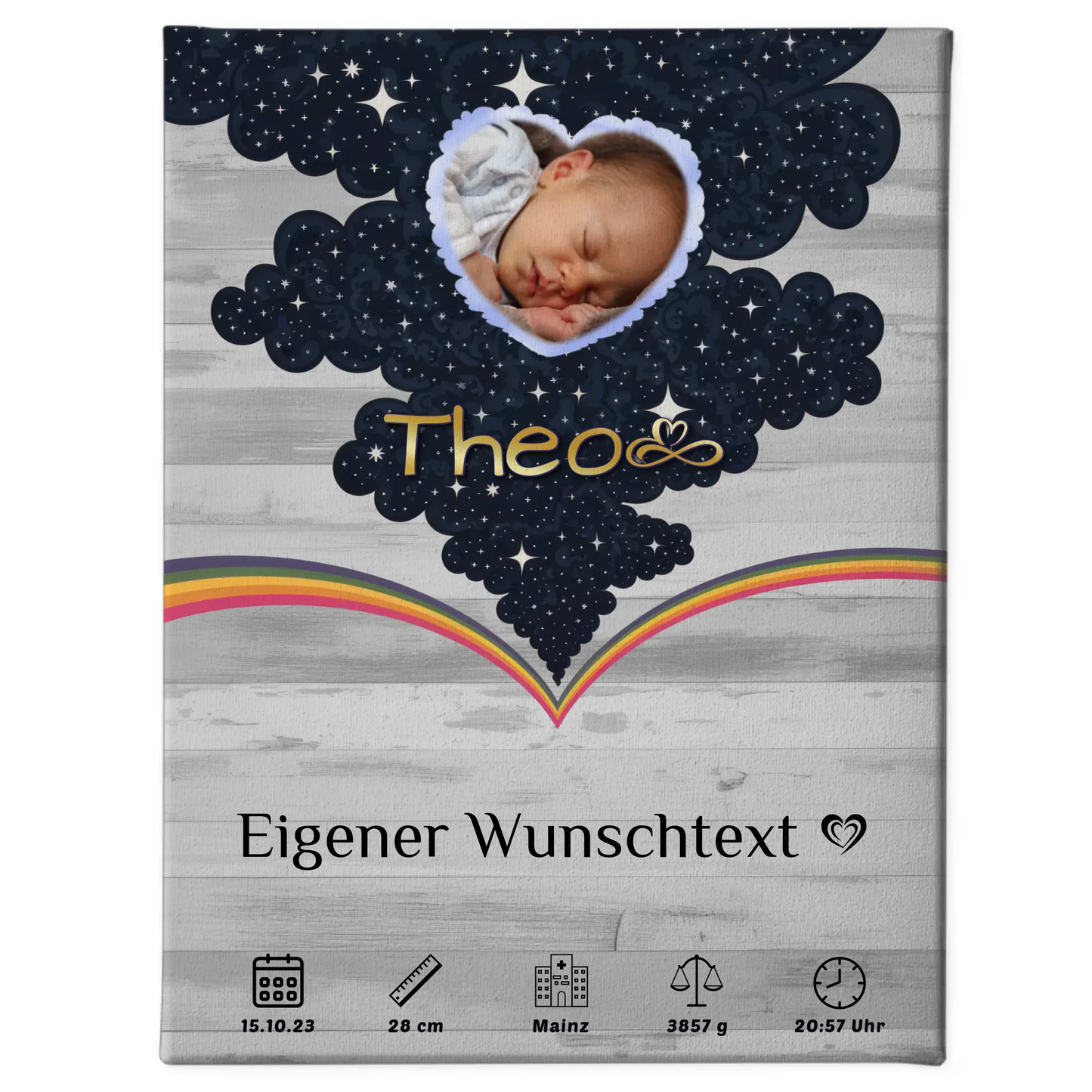 Herz Foto Leinwand Zur Geburt Pastell Hell Baby Jungen Mädchen