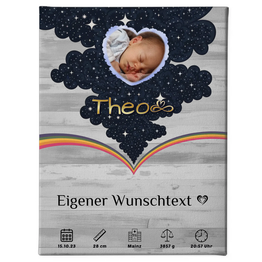 Herz Foto Leinwand Zur Geburt Pastell Hell Baby Jungen Mädchen