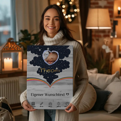 Herz Foto Leinwand Zur Geburt Pastell Hell Baby Jungen Mädchen