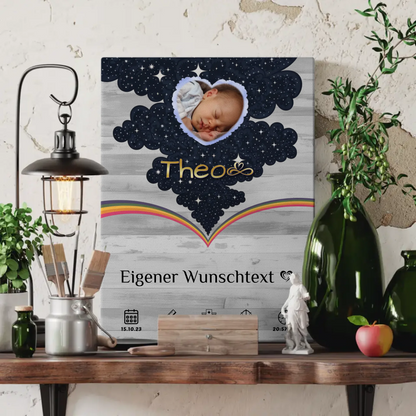 Herz Foto Leinwand Zur Geburt Pastell Hell Baby Jungen Mädchen