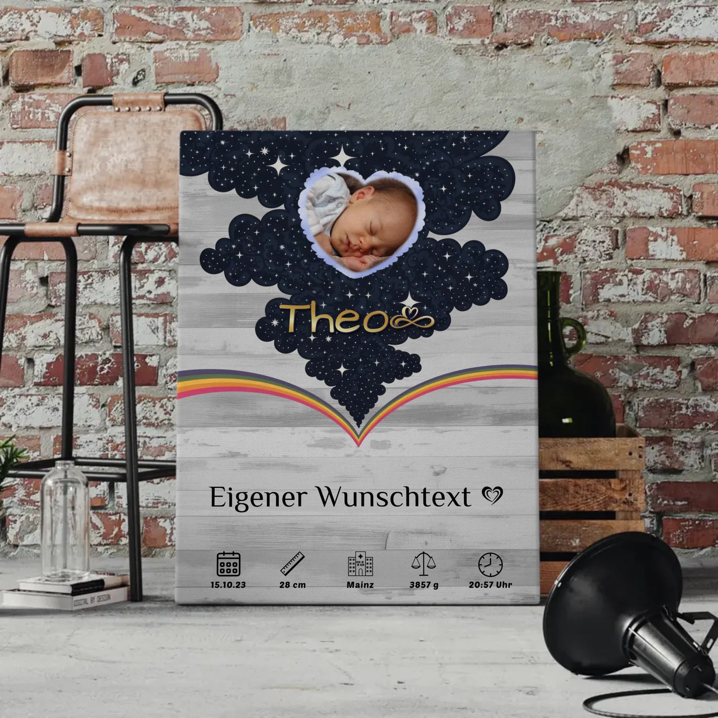 Herz Foto Leinwand Zur Geburt Pastell Hell Baby Jungen Mädchen