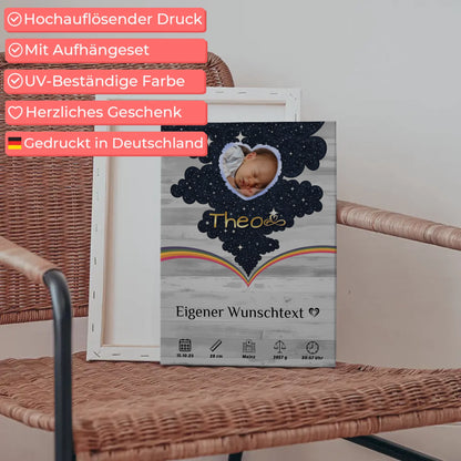 Herz Foto Leinwand Zur Geburt Pastell Hell Baby Jungen Mädchen