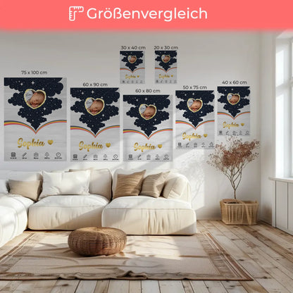 Herz Foto Leinwand Geburtsdaten Holz Hell Baby Jungen Mädchen