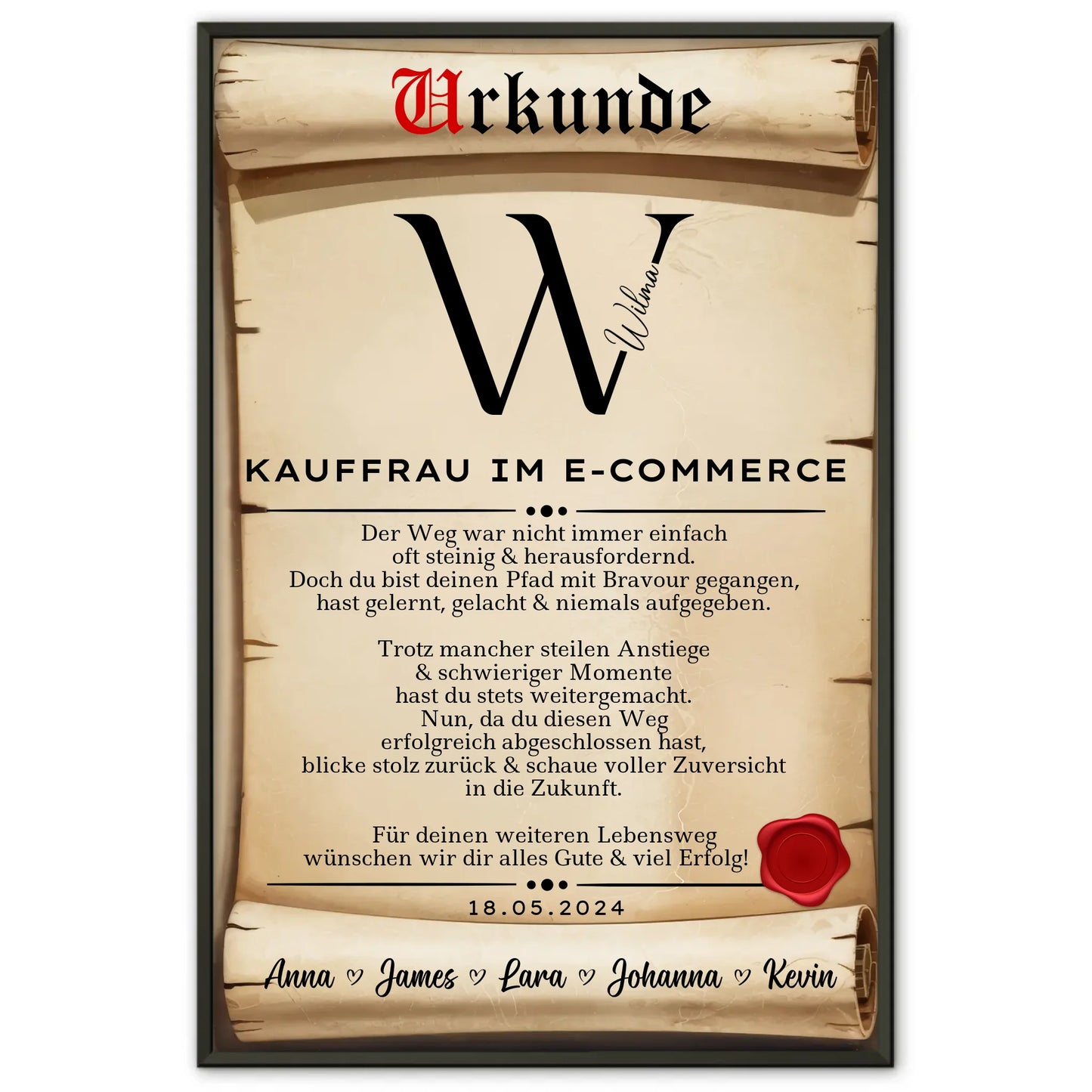 Personalisiertes Poster Urkunde Ausbildungsabschluss Geschenk Kauffrau im E Commerce