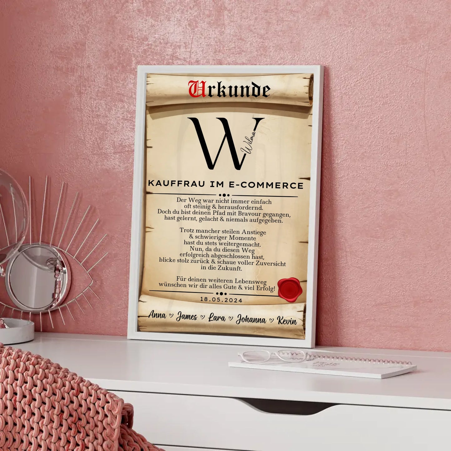 Personalisiertes Poster Urkunde Ausbildungsabschluss Geschenk Kauffrau im E Commerce