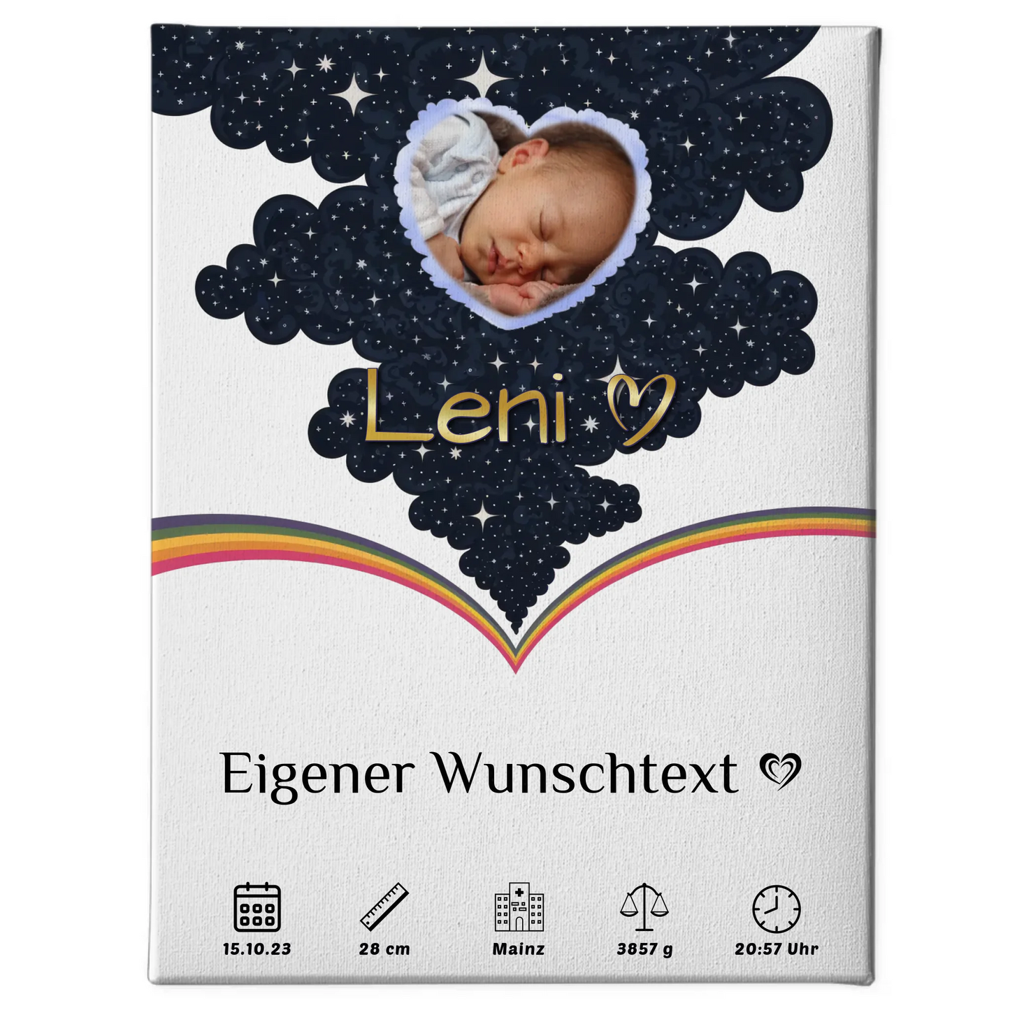 Leinwand Zur Geburt für Mädchen und Jungen Foto Herz