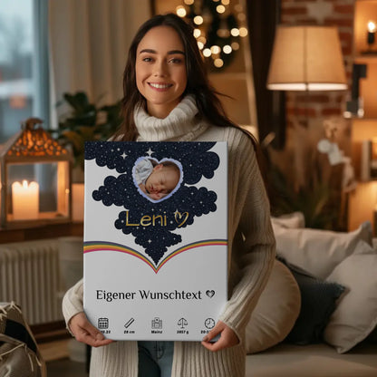 Leinwand Zur Geburt für Mädchen und Jungen Foto Herz