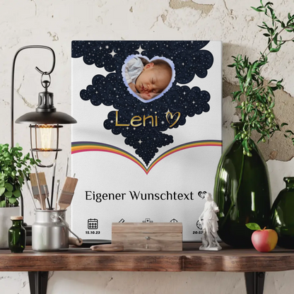 Leinwand Zur Geburt für Mädchen und Jungen Foto Herz