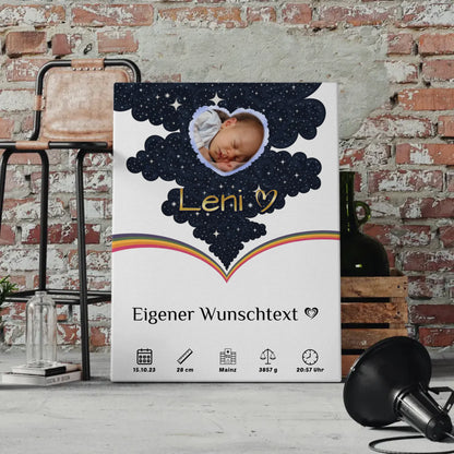 Leinwand Zur Geburt für Mädchen und Jungen Foto Herz