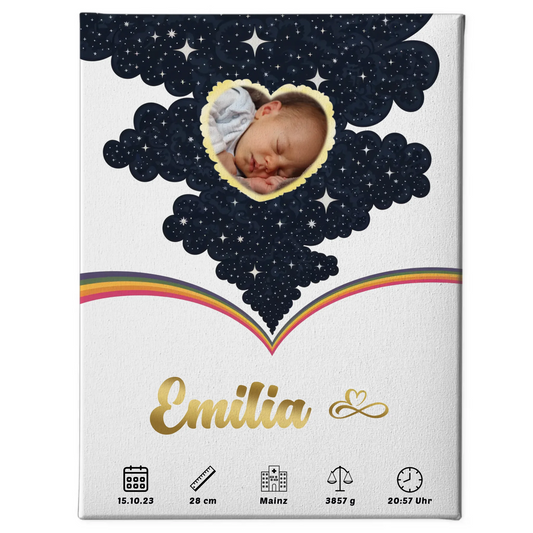 Leinwand Geburtsdaten Foto Herz für Mädchen und Jungen