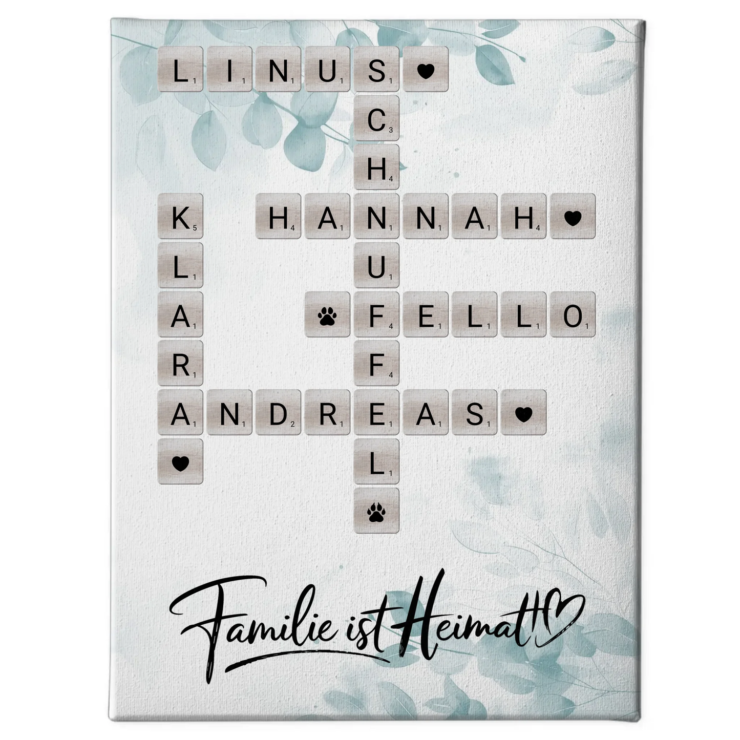 Leinwand Familienbild Personalisiert Familie Ist Heimat Kreuzworträtsel mit Namen