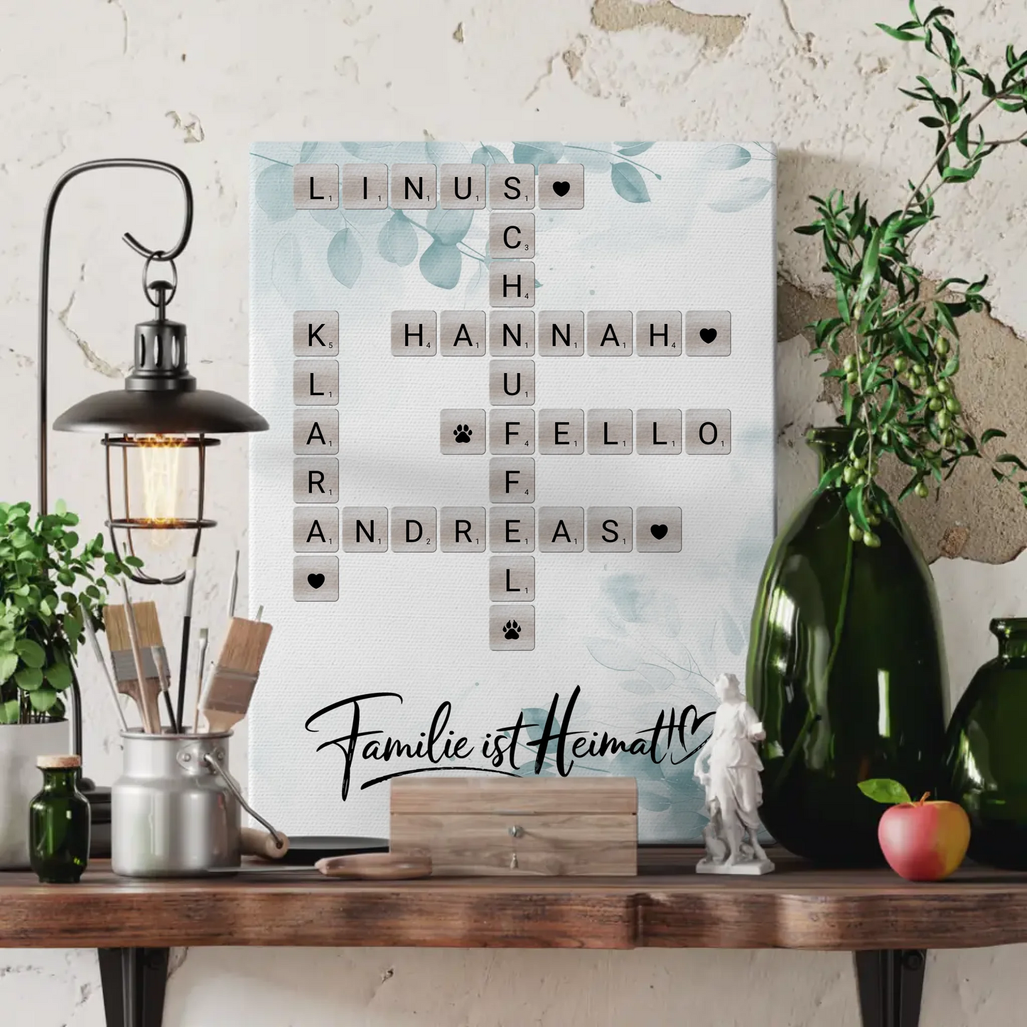 Leinwand Familienbild Personalisiert Familie Ist Heimat Kreuzworträtsel mit Namen