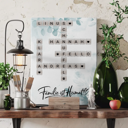 Leinwand Familienbild Personalisiert Familie Ist Heimat Kreuzworträtsel mit Namen