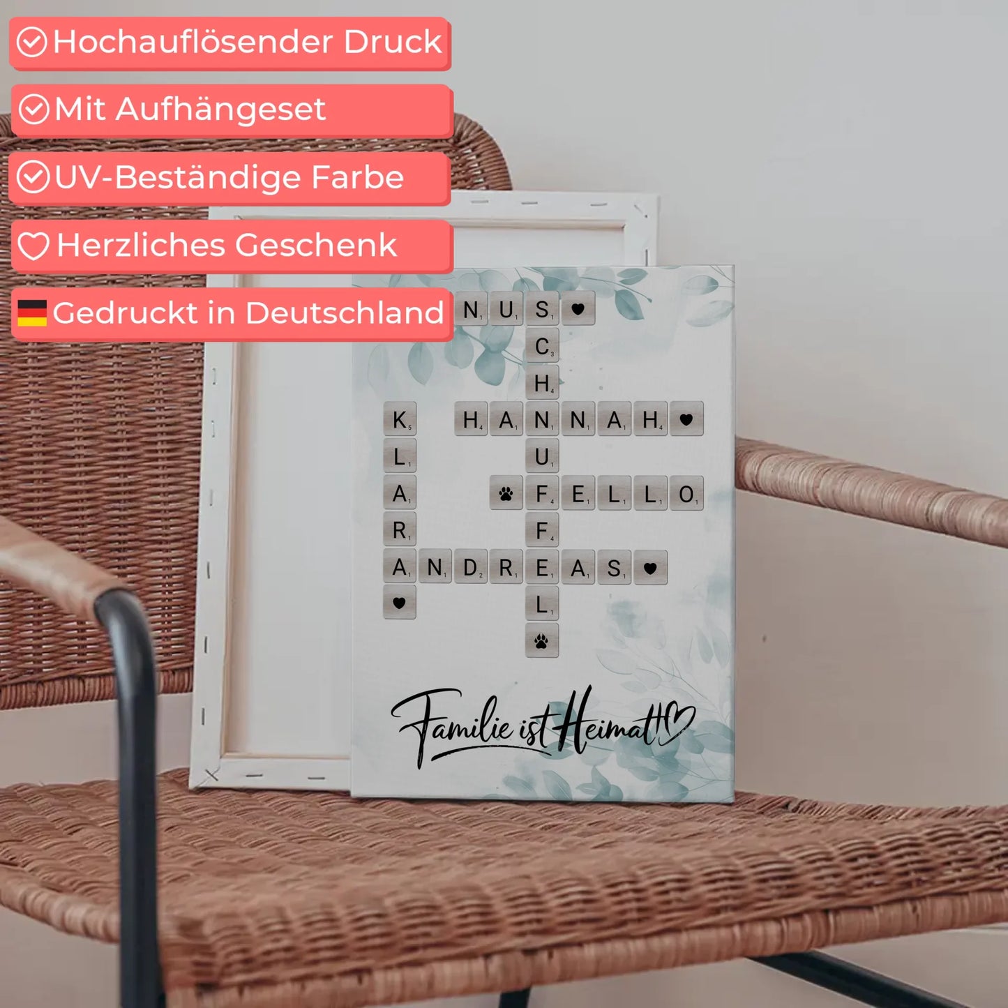 Leinwand Familienbild Personalisiert Familie Ist Heimat Kreuzworträtsel mit Namen