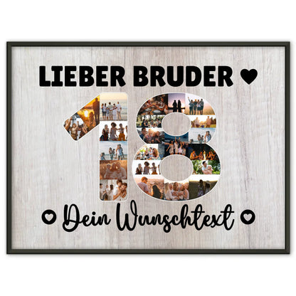 Personalisiertes Poster mit Wunschtext 18 Geburtstag Bruder