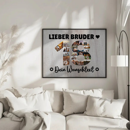 Personalisiertes Poster mit Wunschtext 18 Geburtstag Bruder