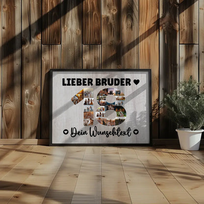 Personalisiertes Poster mit Wunschtext 18 Geburtstag Bruder