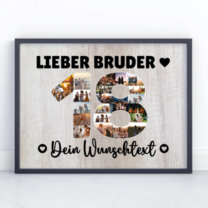 Personalisiertes Poster mit Wunschtext 18 Geburtstag Bruder