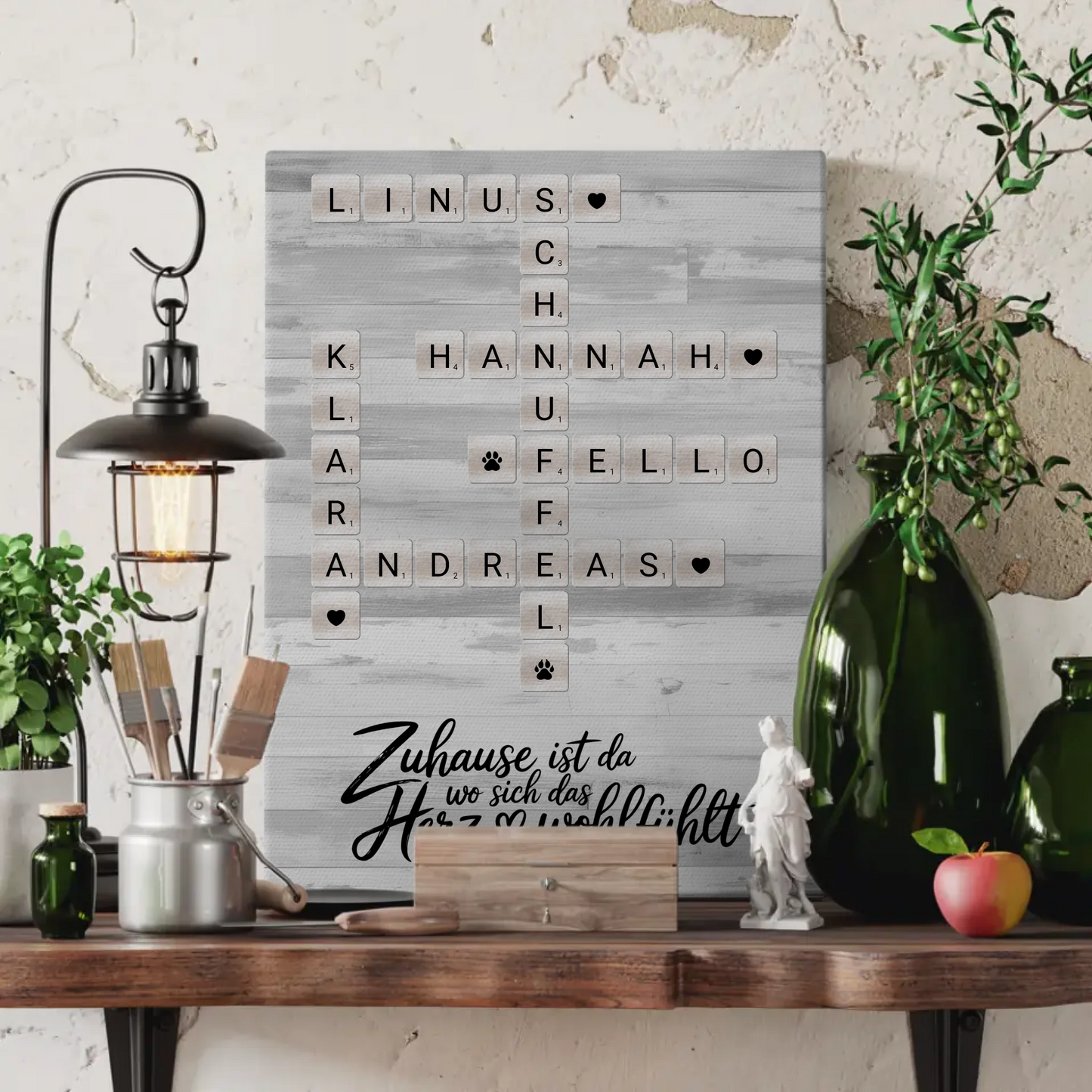 Leinwand Familie personalisiert Das Herz Wohlfühlt Namen Kreuzworträtsel