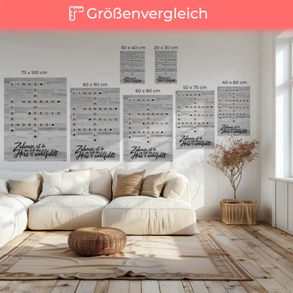 Leinwand Familie personalisiert Das Herz Wohlfühlt Namen Kreuzworträtsel