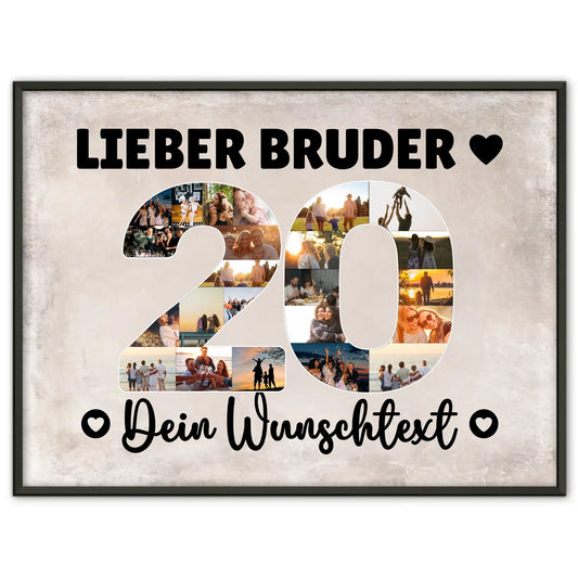 Personalisiertes Poster Wunschtext 20 Geburtstag Bruder