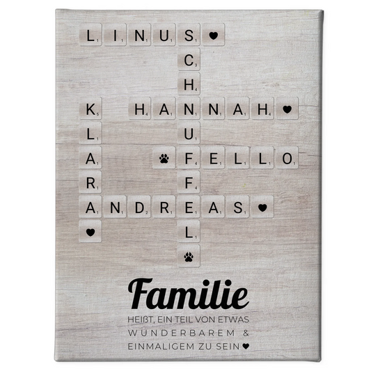 Leinwand Spruch Familie Teil Von Wunderbarem Kreuzworträtsel Namen