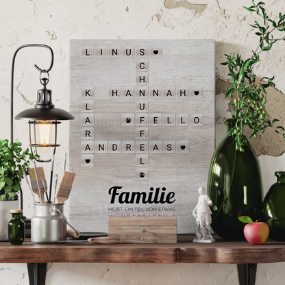 Leinwand Spruch Familie Teil Von Wunderbarem Kreuzworträtsel Namen