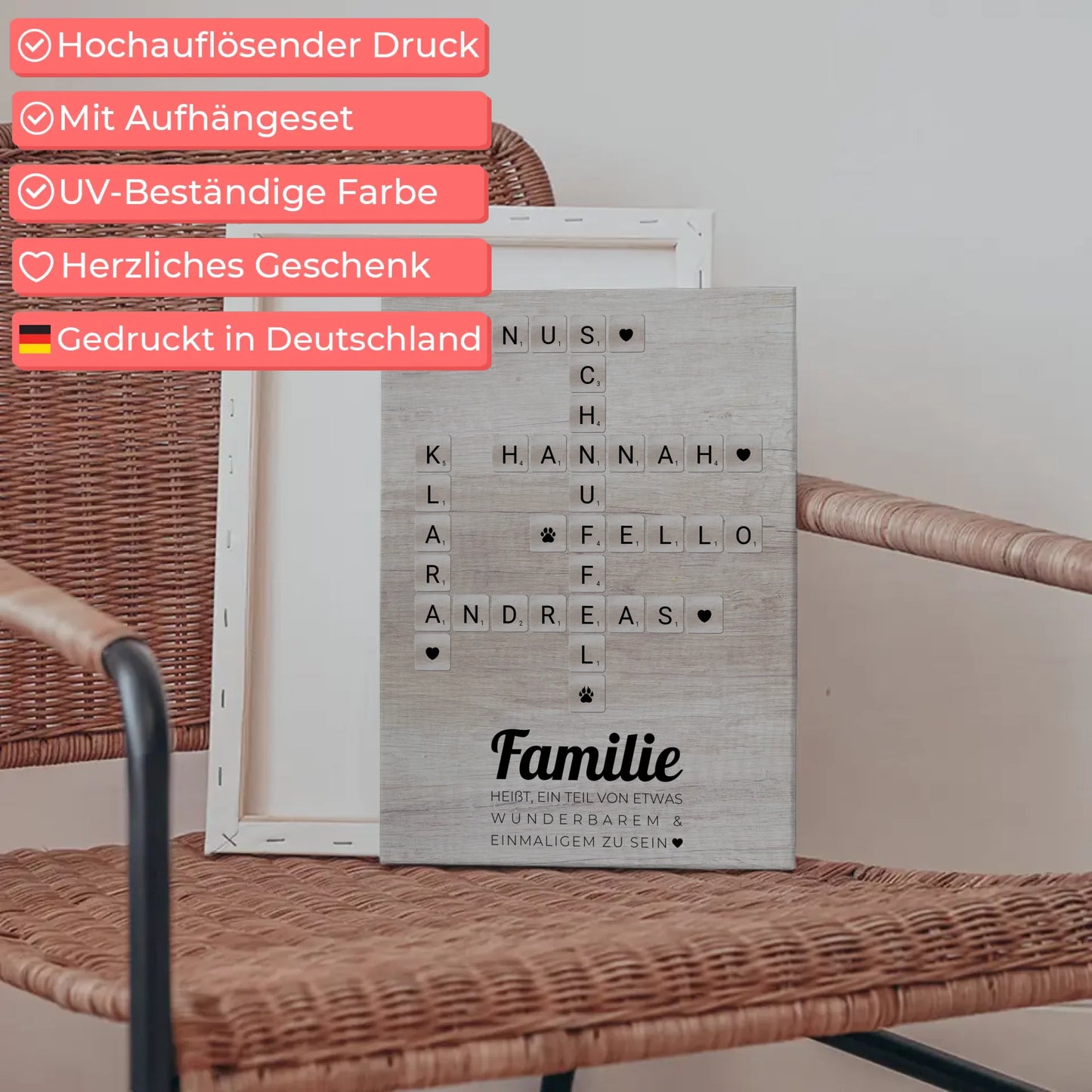 Leinwand Spruch Familie Teil Von Wunderbarem Kreuzworträtsel Namen