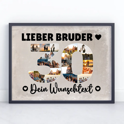 Personalisiertes Poster mit Wunschtext zum 30 Geburtstag Bruder