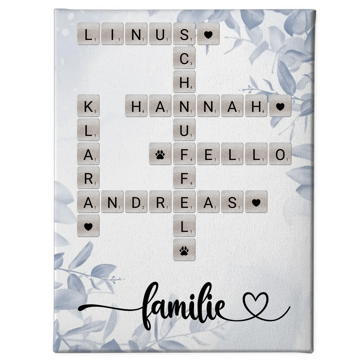 Leinwand Familienbild Personalisiert Familie Kreuzworträtsel Namen