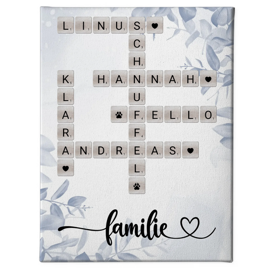 Leinwand Familienbild Personalisiert Familie Kreuzworträtsel Namen