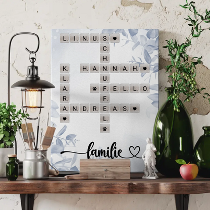 Leinwand Familienbild Personalisiert Familie Kreuzworträtsel Namen