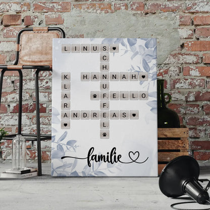 Leinwand Familienbild Personalisiert Familie Kreuzworträtsel Namen