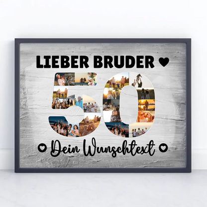 Personalisiertes Poster Wunschtext 50 Geburtstag Bruder
