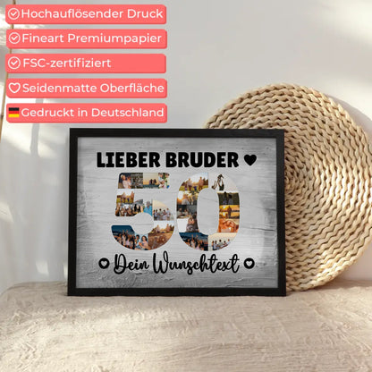 Personalisiertes Poster Wunschtext 50 Geburtstag Bruder