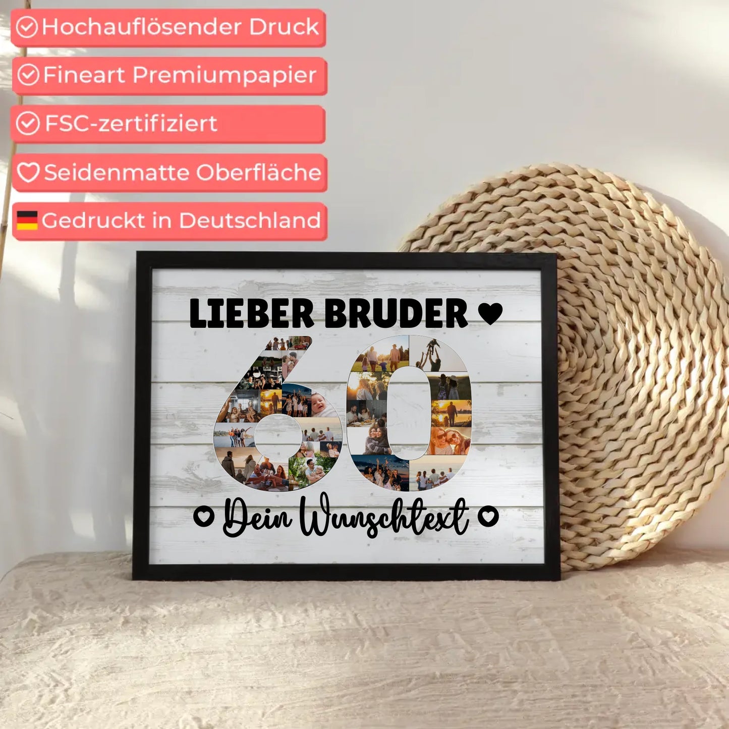 Personalisiertes Poster mit Wunschtext 60 Geburtstag Bruder