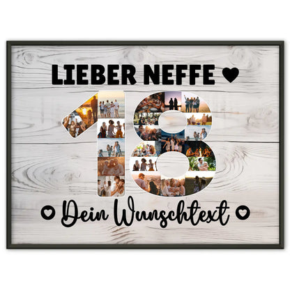 Personalisiertes Poster Wunschtext 18 Geburtstag Neffe Geschenk